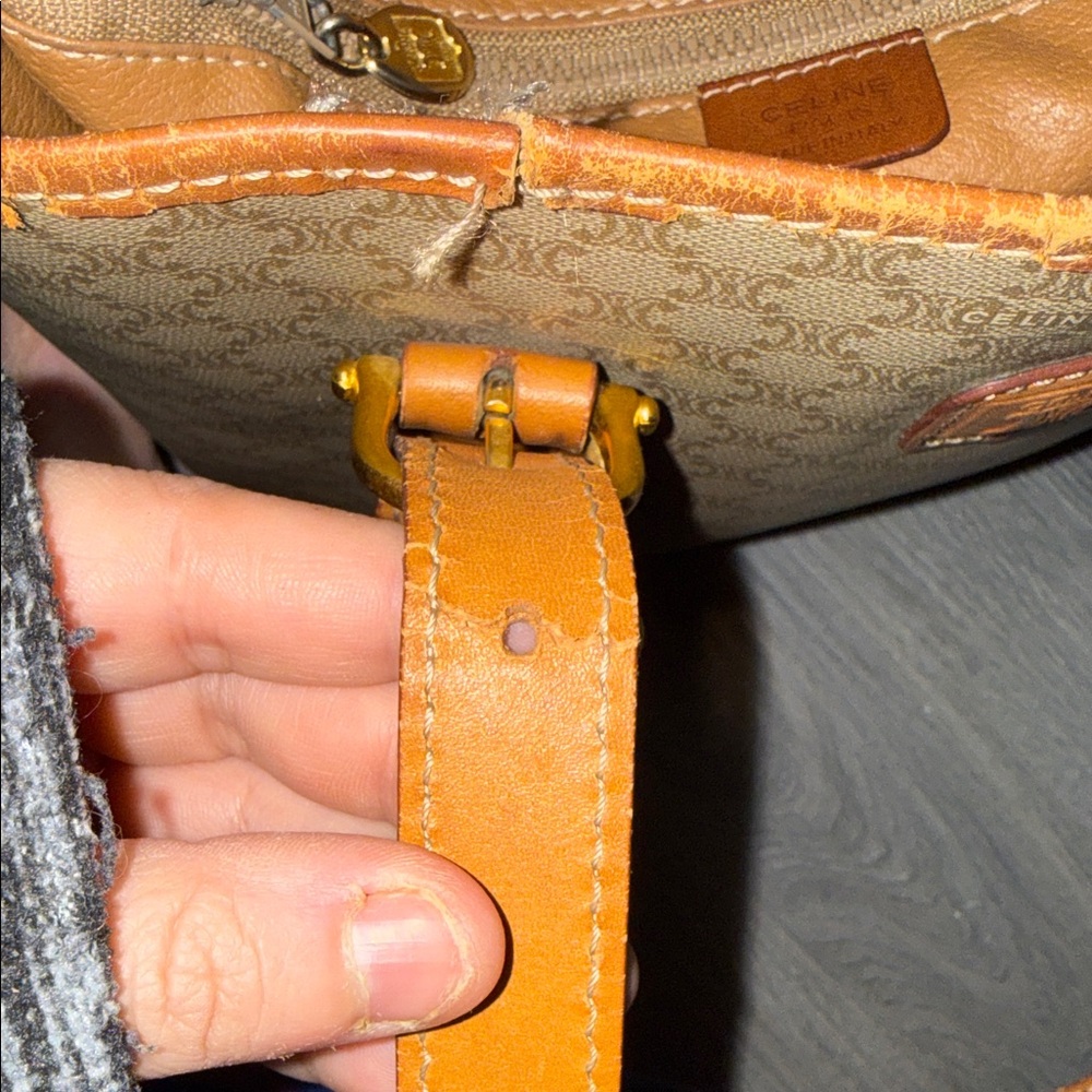 Celine Beige Monogram Canvas & Tan Leather Tote - Picture 10 of 16
